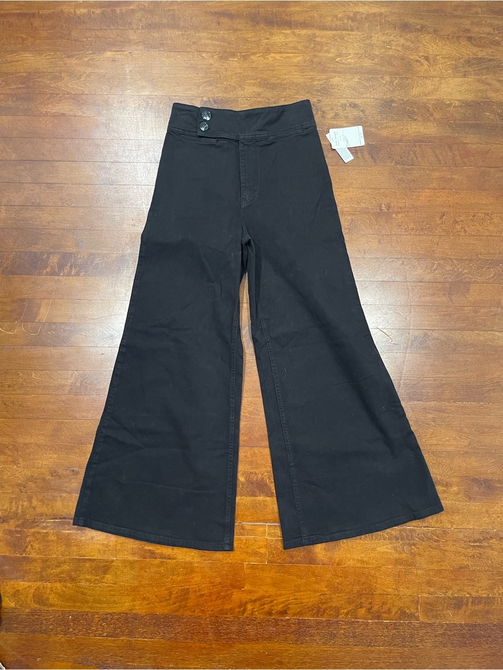 Free People Black Wide Leg High-Waist Pants